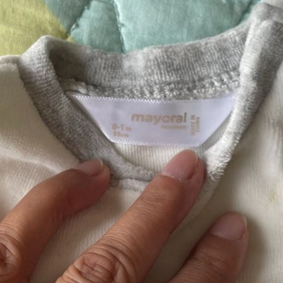 Mayoral Embroidered Applique footed one-piece ECOFRIENDS newborn onesie - Picture 4 of 5